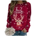 thumbnail image 3 of Chandail Sans Capuche Décontracté à Manches Longues et Col Rond pour Femmes, Imprimé de Noël Automne Hiver, 3 of 5