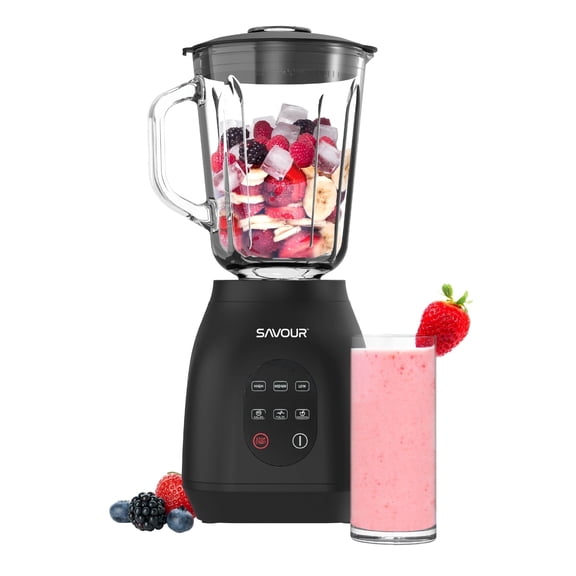 Savour by Tzumi 500W Touchscreen Smoothie Blender – 1.5L Ice Crushing Countertop Blender for Smoothies, Sauces, Cocktails and More