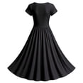 thumbnail image 5 of Women Halloween Maxi Dresses Gothic V‑Neck Short Sleeve Print Long Flowy Dress Funny Party Costume Gown, 5 of 5