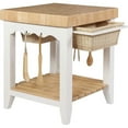 thumbnail image 6 of HomeStock Farmhouse Fresh Square Kitchen Island with Butcher Block Top, 30" W x 30" D x 36.38" H, White and Natural, 6 of 10