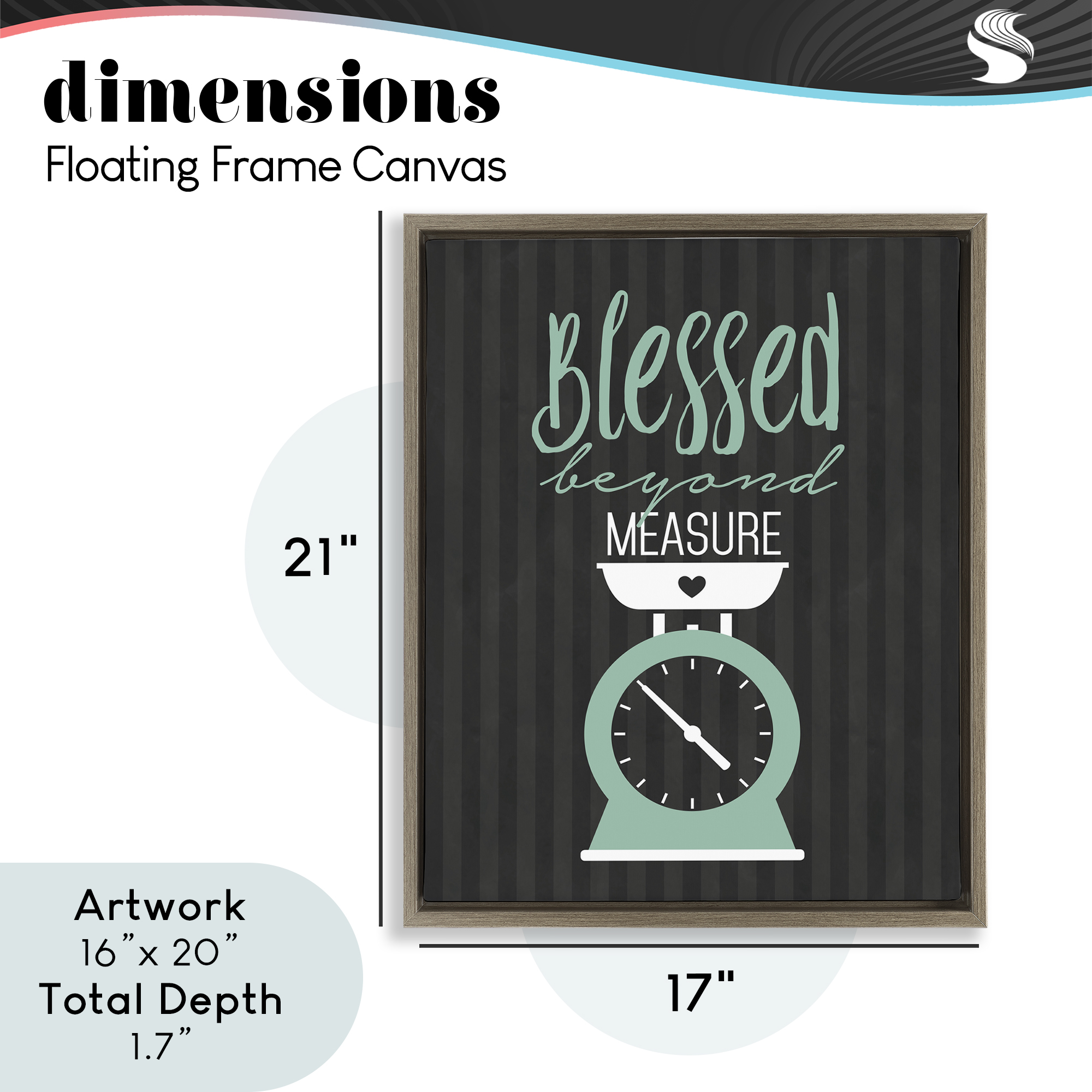 Blessed Beyond Measure Scale Brown Framed Floater Canvas Wall Art, design by Lettered and Lined