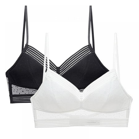

Pretty Comy Women s Backless Mesh Lingerie V-neck Breathable Bras 2-Pack Size S/M/L/XL/2XL/3XL
