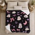 thumbnail image 5 of Whimsical Ghosts Bows Hearts Black, Playful Halloween Scene, Warm Flannel Blanket for Home Library and Reading Nook, Art Lovers Halloween Gift, Playful Home Decor, 5 of 9