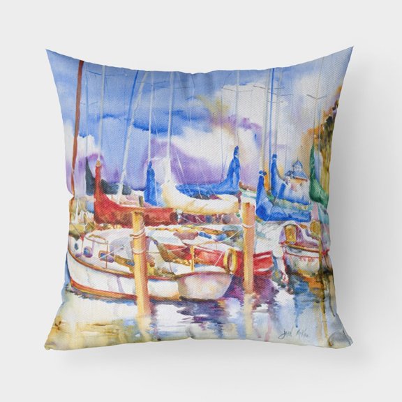Carolines Treasures JMK1233PW1818 Runaway Sailboats Canvas Fabric Decorative Pillow  18H x18W multicolor