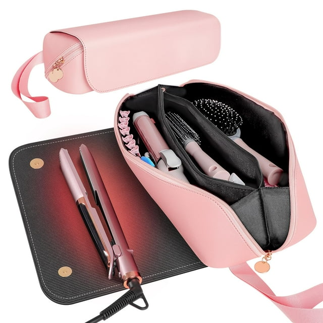 Bolsa de viaje Hair Tools SS 2 en 1 con resistente al calor, color rosa mate