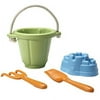Green Toys: Sand Play Set - Green - 4pc Toy Set, Beach & Water Play, Rope Handle Bucket & 3 Play Tools, Recycled Plastic, Kids & Toddler, Ages 18mo+