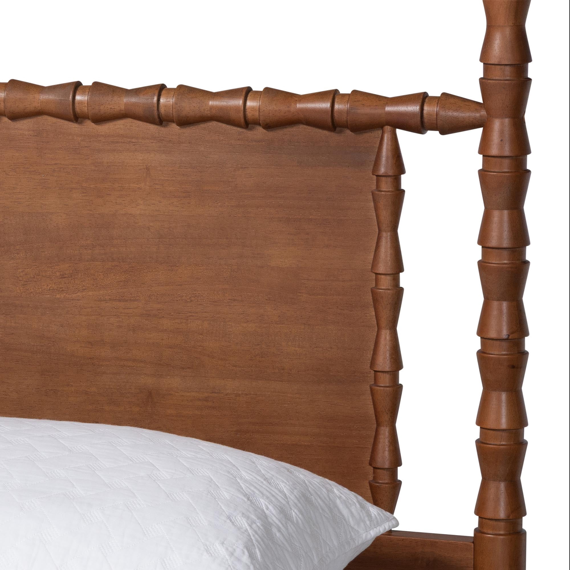 Baxton Studio Danette Modern Canopy Bed, Queen, Walnut Brown