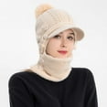 thumbnail image 2 of Diufon Women's Pattern Knitted Hat Winter Warm Brim Beanie Hats with Flap Thickened Button Outdoor Ski Cap, 2 of 7
