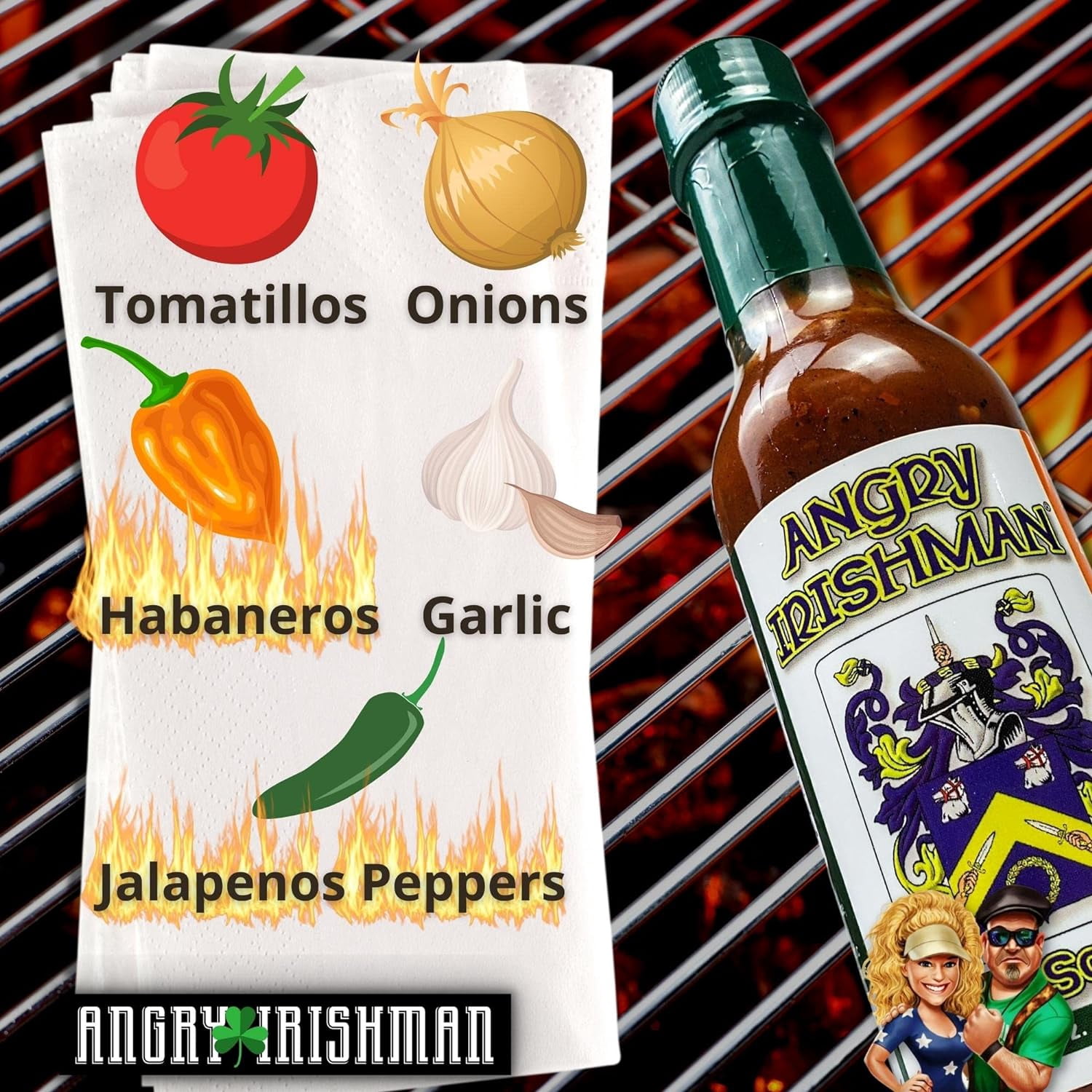 Angry Irishman Original Jalapeno/Habanero Hot Sauce 5 oz, Each