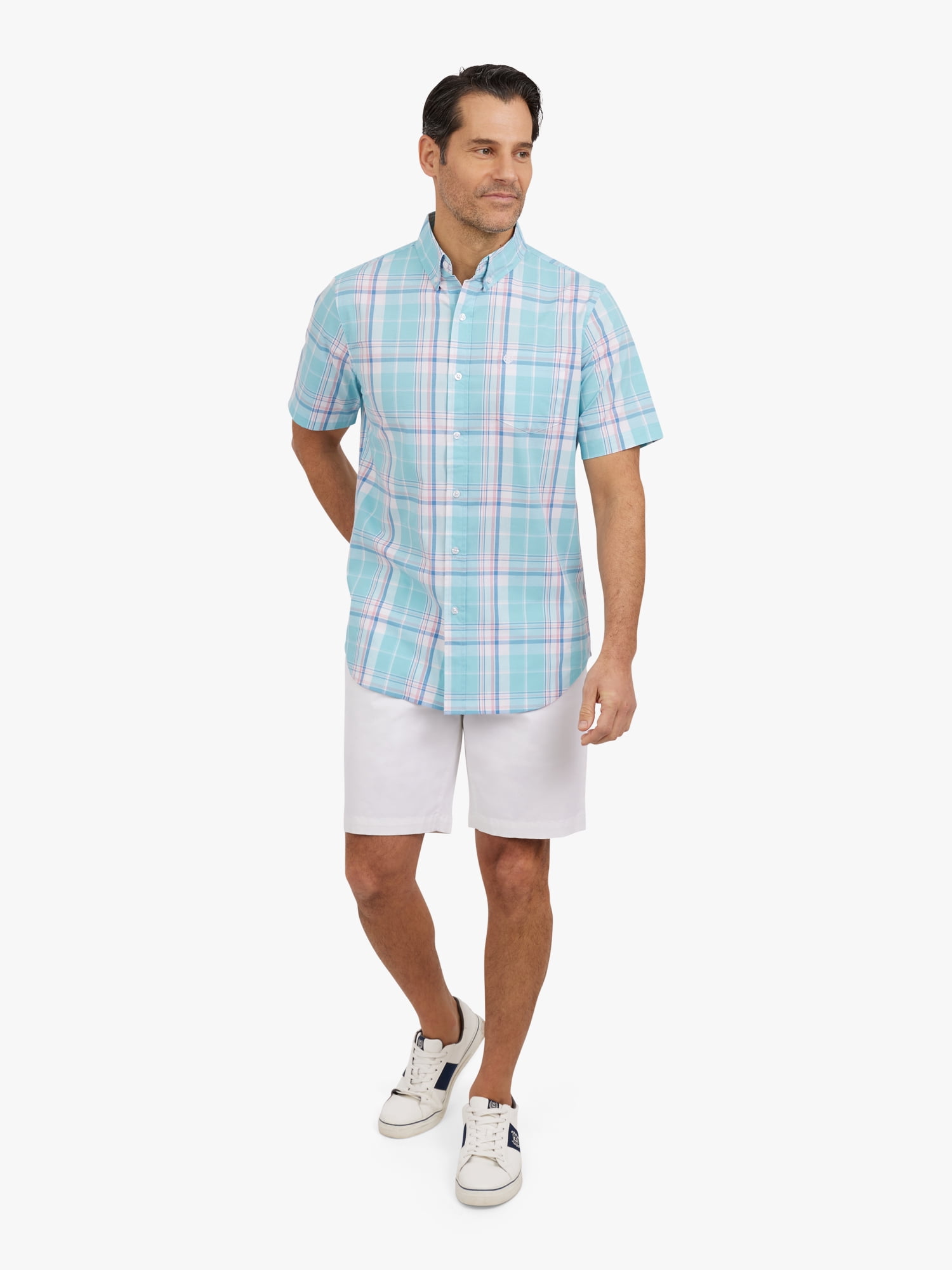 Chaps Men's and Big Men's Short Sleeve CVC Woven Shirt, Sizes S-3XL