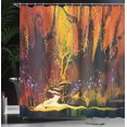 thumbnail image 4 of Ambesonne Scenery Shower Curtain, Imaginary Forest View, 69"Wx84"L, Orange Brown, 4 of 5