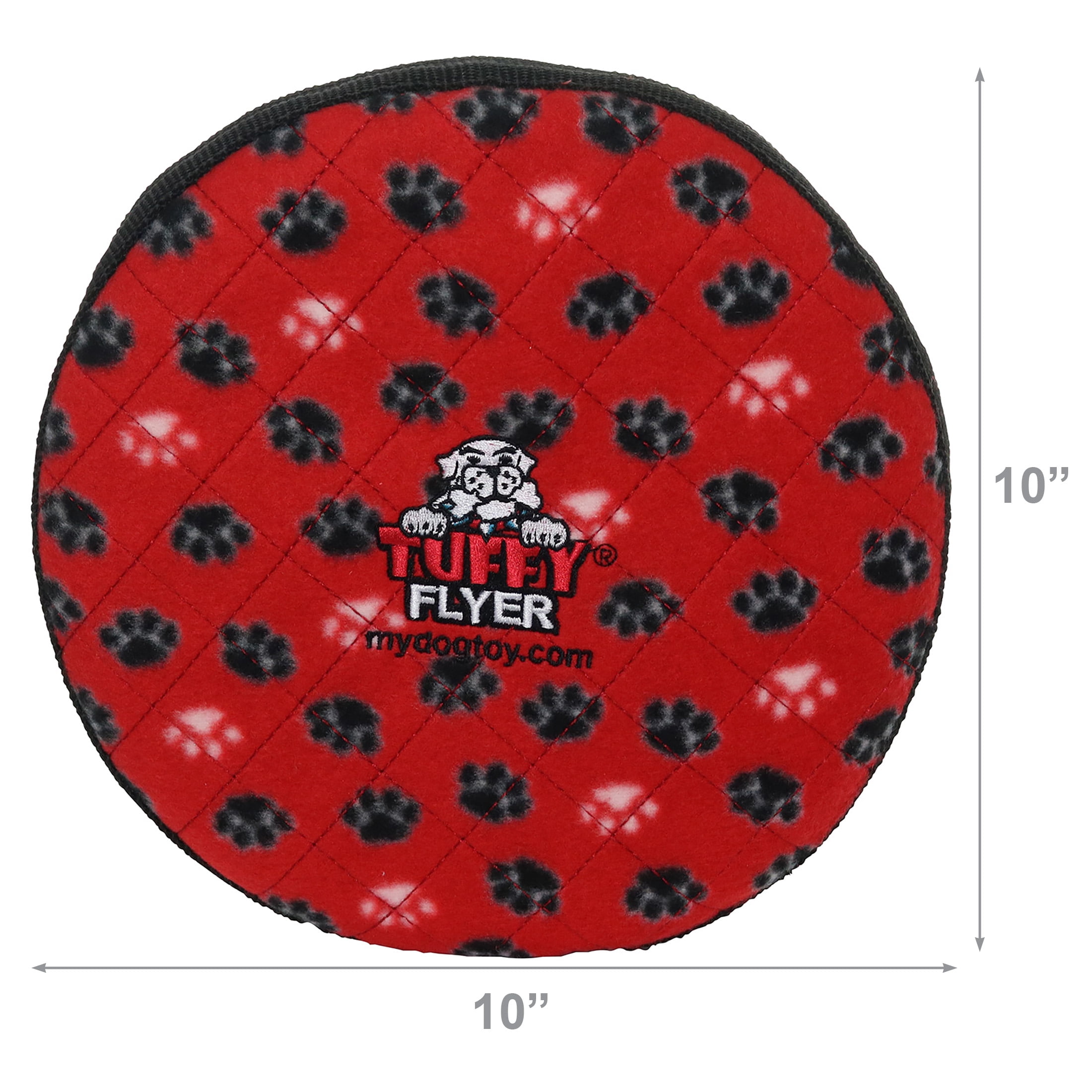 Tuffy Ultimate Flyer Red Paw Durable Plush Squeaky Dog Toy