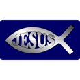 thumbnail image 1 of Jesus Fish Chrome On Blue Photo License Plate, 1 of 1