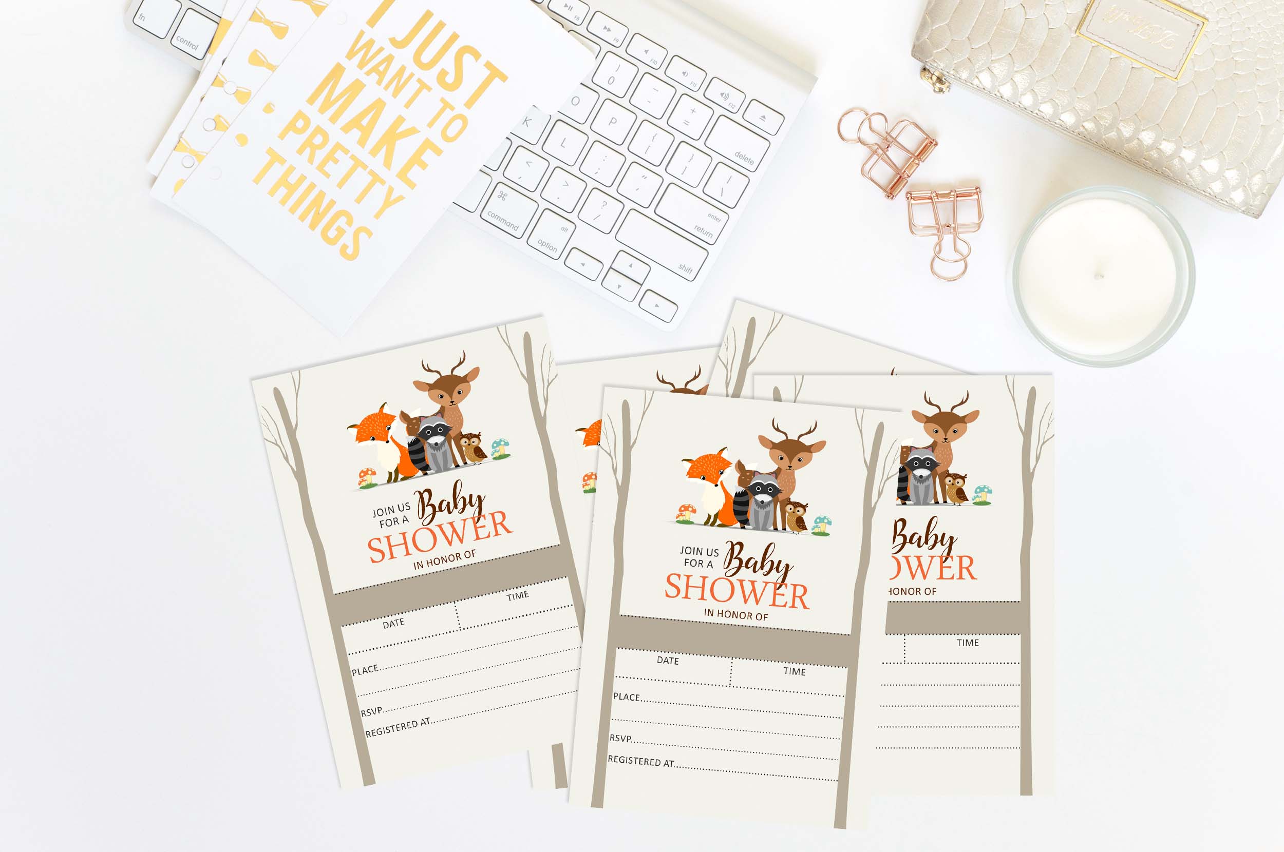 Inkdotpot 30 Fill In StyleBaby Shower Invitation Cards Jungle Animals Gender Neutral Blank Invites