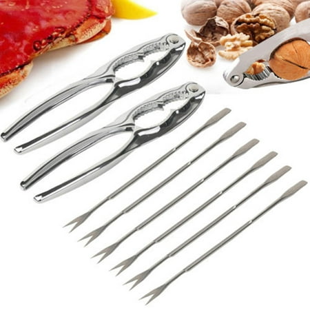8 PC Seafood Tool Set Lobster And Crab Cracker Tool Set Forks Nut New In
