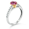 thumbnail image 3 of Gem Stone King 10K White and Yellow Gold Pink Mystic Topaz and White Lab Grown Diamond Engagement Ring for Women (0.98 Cttw, Oval 7X5MM, Gemstone Birthstone, Size 5), 3 of 4