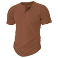 thumbnail image 3 of FhsagQ Men's Shirts Mens Shirts Tops Xsmall Men'S Summer Casual Button up O Neck Solid Color Shirts Short Sleeves Men's Shirts Tops Long Mens Shirts Tops with Coffee S, 3 of 7