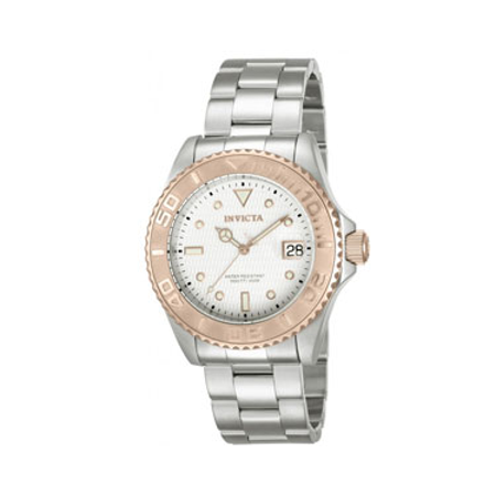 Invicta Men's Pro Diver Automatic SS White Textured Dial Rose-Tone Bezel