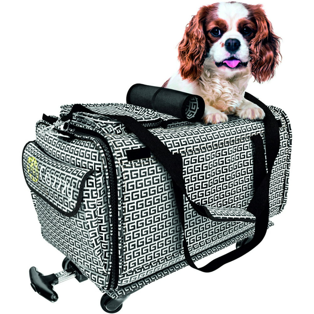Pet Carrier with Wheels Soft Sided Portable Bag, Handle, Breathable
