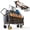 Brown-L, variant on LEVELEVE Heavy Duty Folding Wagon - 2-in-1 Collapsible Cart, All-Terrain Wheels w/Brakes & Side Pockets (Brown, 650lb Capacity)