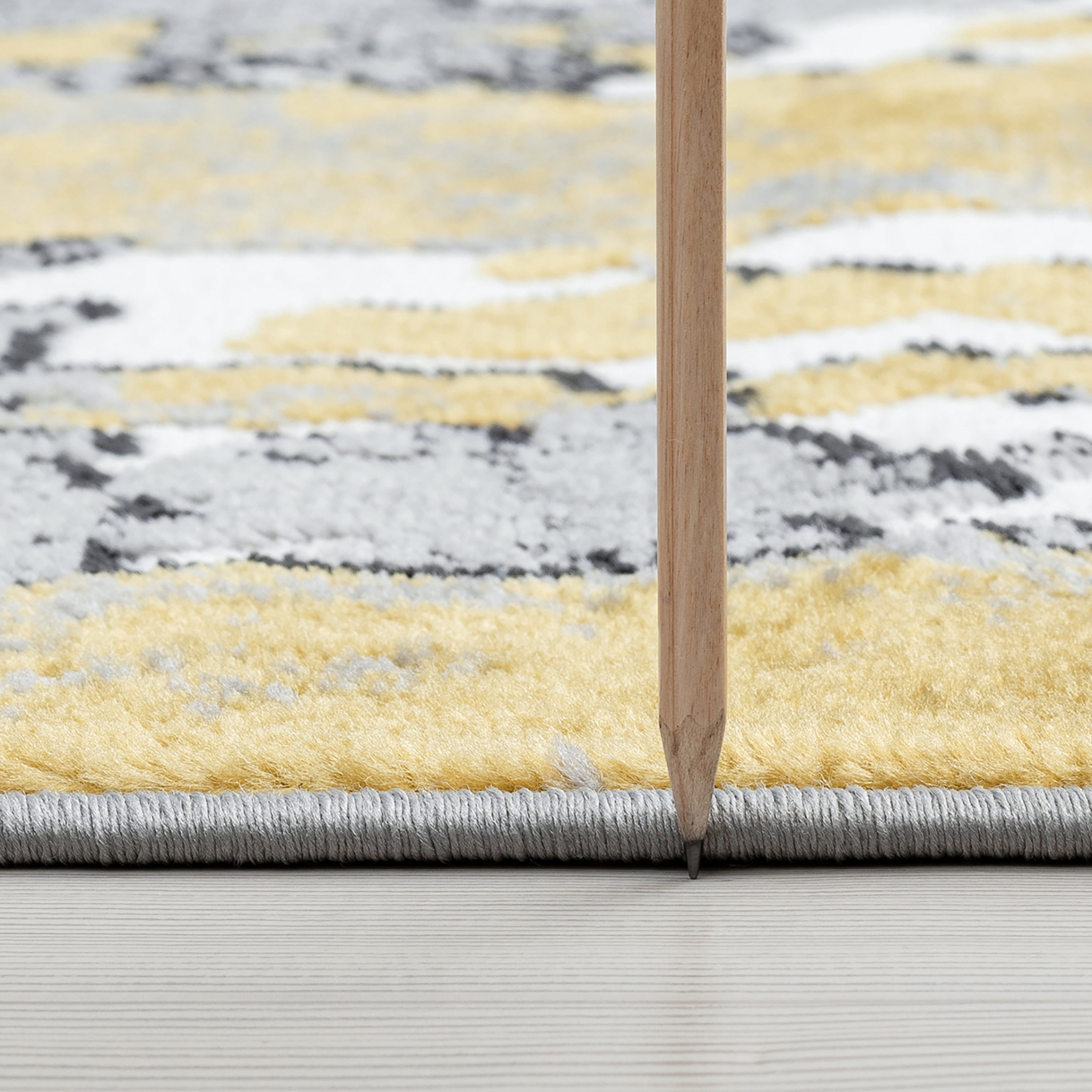 Contemporary 8x10 Area Rug (7'11'' x 10'3'') Abstract Yellow, Gray Living Room Easy to Clean