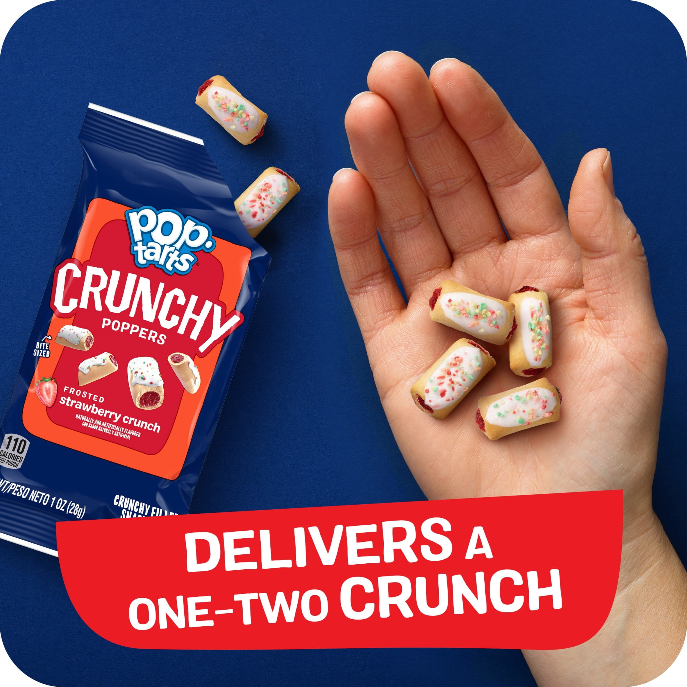 (6 pack) Pop-Tarts Crunchy Poppers Frosted Strawberry Crunch Chewy Crunchy Filled Snack Pieces, Kids Snacks, 10 oz, 10 Count