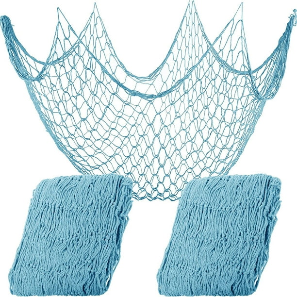 2 Pack 1x2m Decorative Fishing Net Fishnet Wall Hanging Mermaid Pirate  Nautical Under The Sea Party Decorations Hawaii Beach Ocean Themed Party