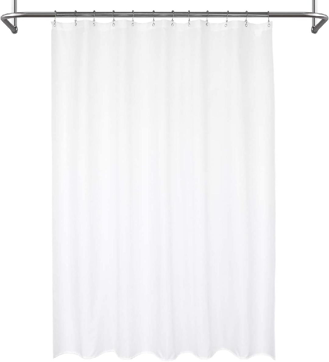 Waterproof Fabric Shower Curtain Liner, Suction Cups Included, Machine