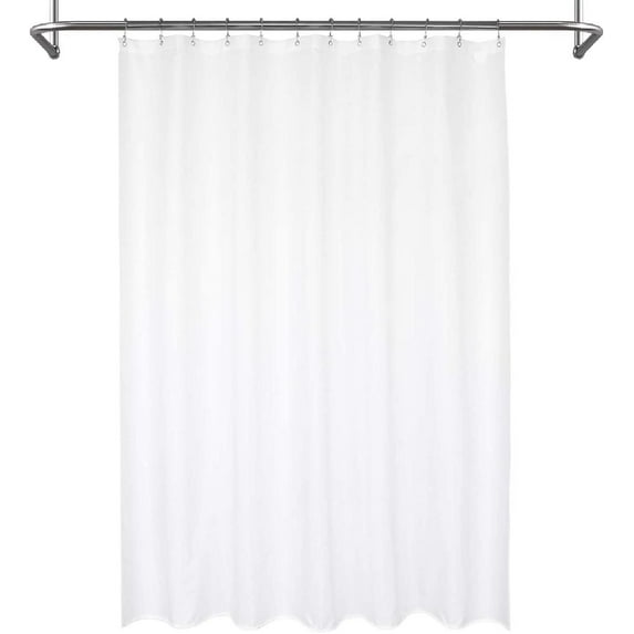 Waterproof Long Fabric Shower Curtain Liner, Suction Cups Included, 72 x 78 inch, Machine Washable Cloth Shower Curtain for Bathroom, 72x78, White