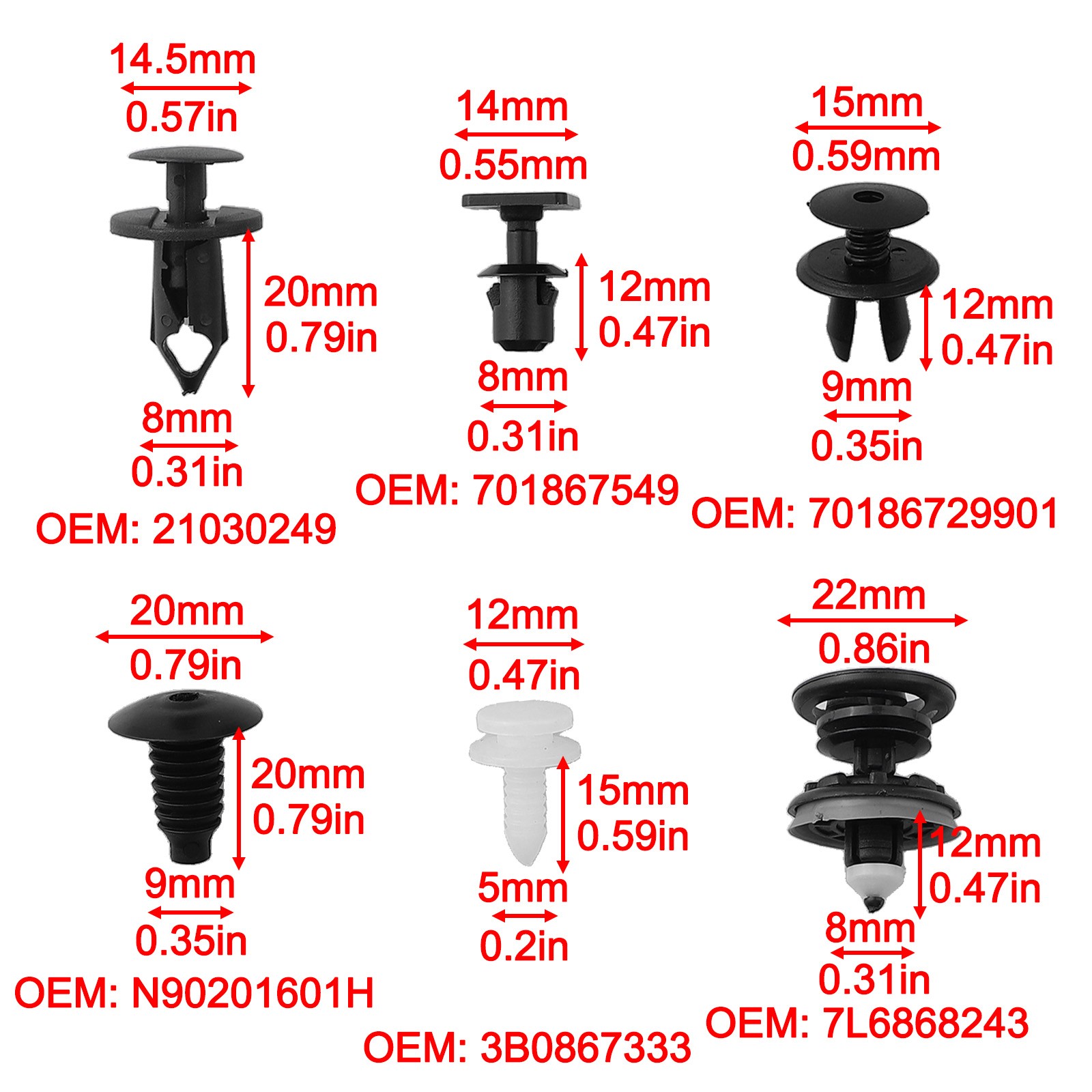 Lot De 120 Clips De Fixation Pour Garniture Intérieure Transporter T4 T5 - Compatible Nombreuses Références OEM