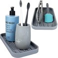 thumbnail image 4 of (gris)porte Ponge Silicone Tapis D'gouttement Lot De 2 Organisateur D'vier En Silicone Porte Savon Antidrapant Plateau D'organization De La Cuisin, 4 of 5