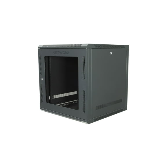 Networx 12U Wall Mount Cabinet - 201 Series, 24" Deep, Heavy-Duty Network Rack, Lockable & Ventilated, Flat-Packed for Easy Setup