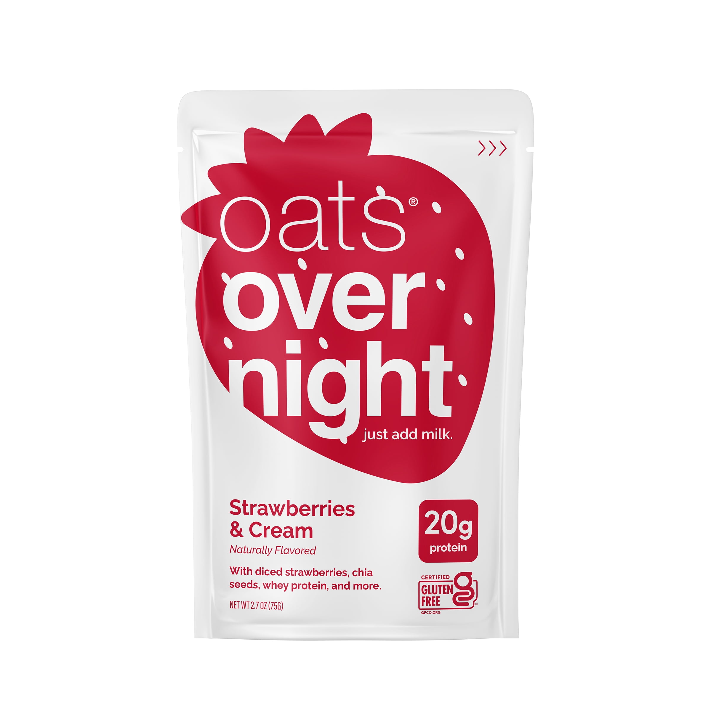 Oats Overnight Strawberries & Cream, High-Protein Oatmeal Shakes, 2.6oz, 1 pouch