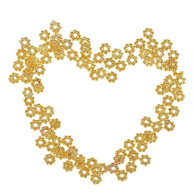 veasfak 100PCS Golden Daisy Flower Spacer Beads Loose for DIY Jewellery Making Bracelets