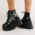 thumbnail image 4 of Dakaela Bottines à Plateforme pour Femmes Talon Épais Bottines de Combat Bout Rond Chaussures de Moto Compensées, 4 of 9