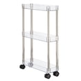 thumbnail image 3 of mDesign Slim 3-Tier Portable Household Rolling Cart with Wheels, Clear/Chrome, 3 of 7