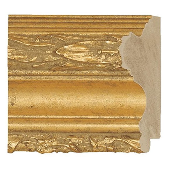 Picture Frame Moulding (Wood) 18Ft Bundle - Ornate Gold Finish - 3.5" Width - 1/2" Rabbet Depth