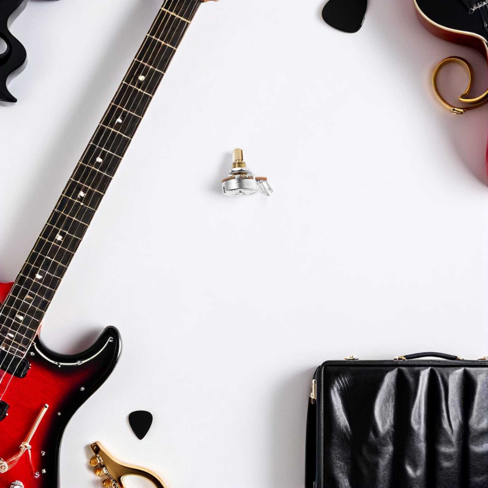 OUNONA Golden Metal Audio Taper Potentiometer for Electric Guitar and Bass with 24 Tooth Split Shaft