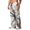 thumbnail image 4 of Mens Camo Wide Leg Pants Baggy Elastic Drawstring Waist Hunting Jogger Sweatpants with Side Pockets Gray L, 4 of 7