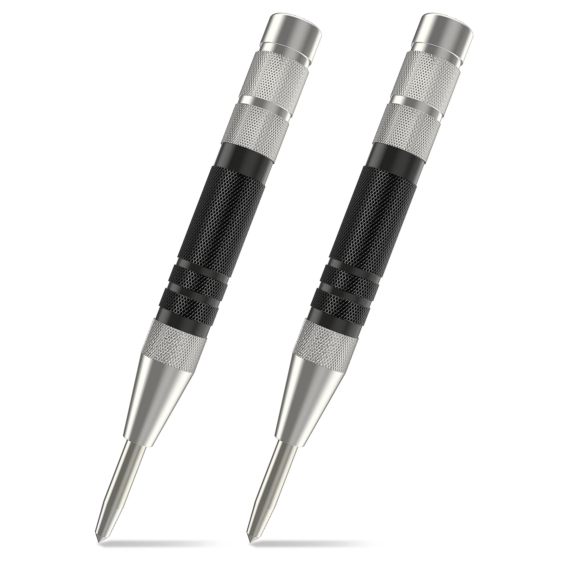 Hilbertbrook Automatic Center Punch 5 inch Spring Loaded Center Punch Adjustable Tension Punch Tool for Metal Wood Glass Plastic(2 Pack)