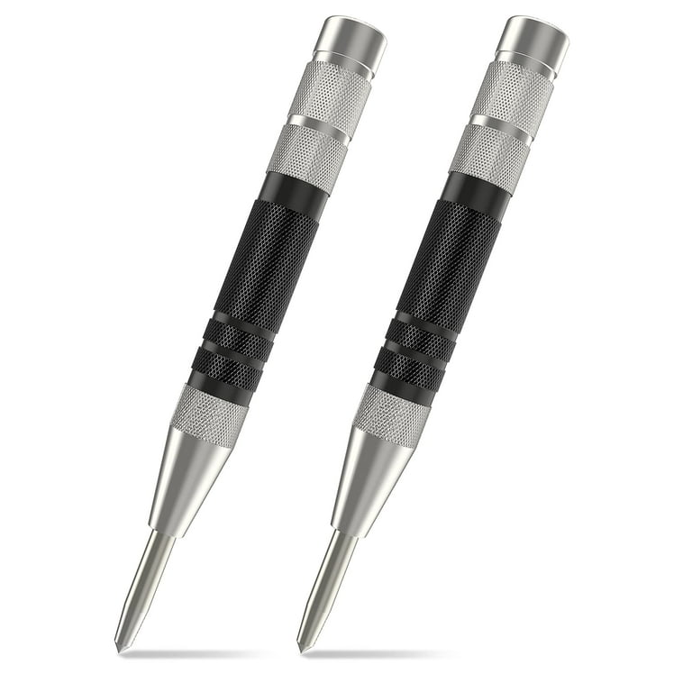 2 Pack Super Strong Automatic Center Punch, 6 inch Heavy Duty Steel Spring  Loaded Center Hole Punch with Adjustable Tension Punch Tool for Metal Wood
