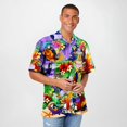 thumbnail image 3 of XIAOCHA Men's Parrot Hawaiian Shirt Camp Collar Short Sleeve Tropical Print Button Up Blouse Vibrant Casual Beach Party Going Out Top, 3 of 3