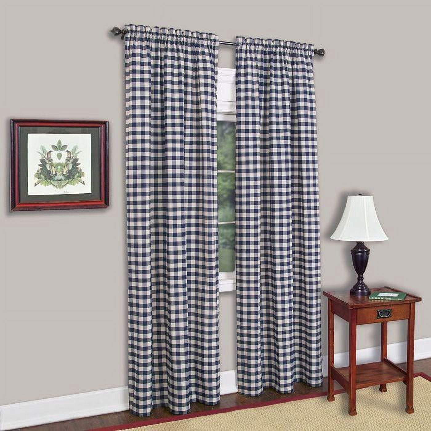 Woven Trends Farmhouse Curtains, Buffalo Plaid Panels, Classic Country Plaid Gingham Checkered Design, Farmhouse Decor, Window Curtain Treatments 42" x 95" Single Panel, Navy Blue
