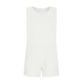 thumbnail image 4 of Lyrcatrment Shorts Sets for Women 2pc Cotton Linen Outfits Summer Tank Tops Round Neck Matching Set Trendy Casual Outfits Womens Clothing(X-Large,White), 4 of 9