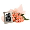 Mother's Day Coral Pink Roses With Silver Frame