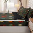 thumbnail image 5 of Erosebridal Rustic Beetles Zipper Twin Comforter Sets with Fitted Sheet and 2 Pillowcases,Watercolor Bug Theme Zipper Bedding Set,Green Teal,Black Reversible,4pcs, 5 of 8