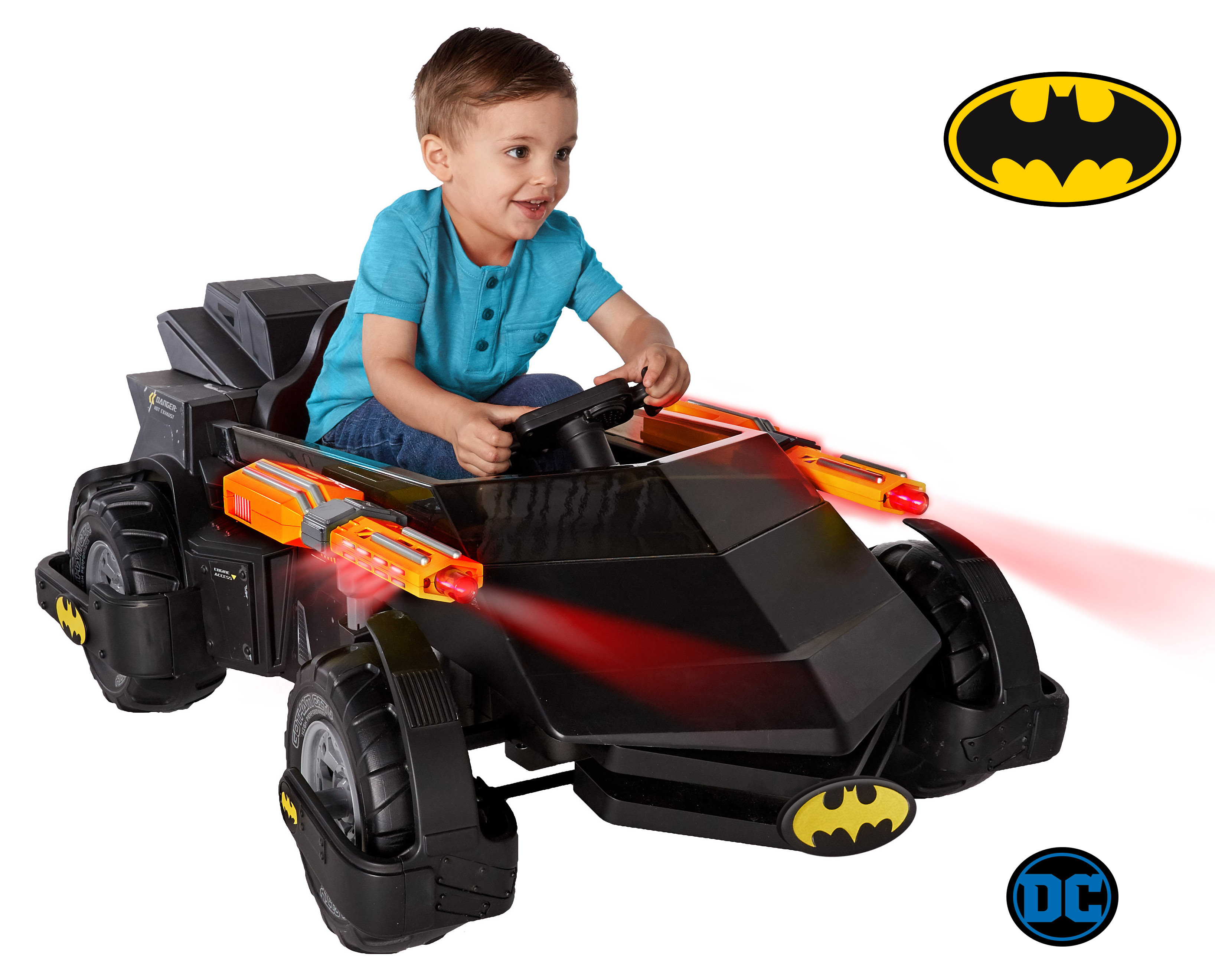 6 Volt DC Comics Batman Batmobile Battery Powered Ride-on - Features Light up Cannons and Sounds! - image 2 of 12