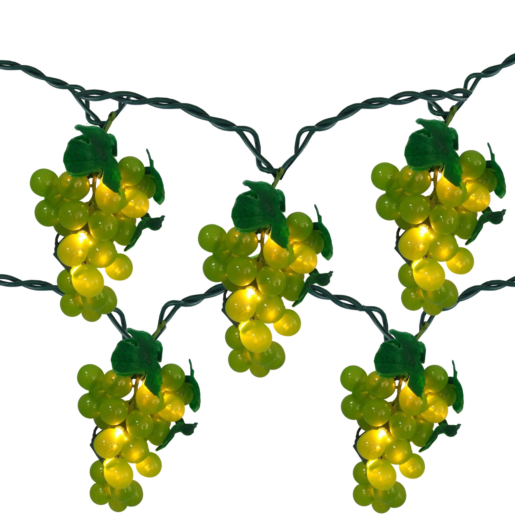 5 Green Grape Cluster String Lights 6ft. Green Wire