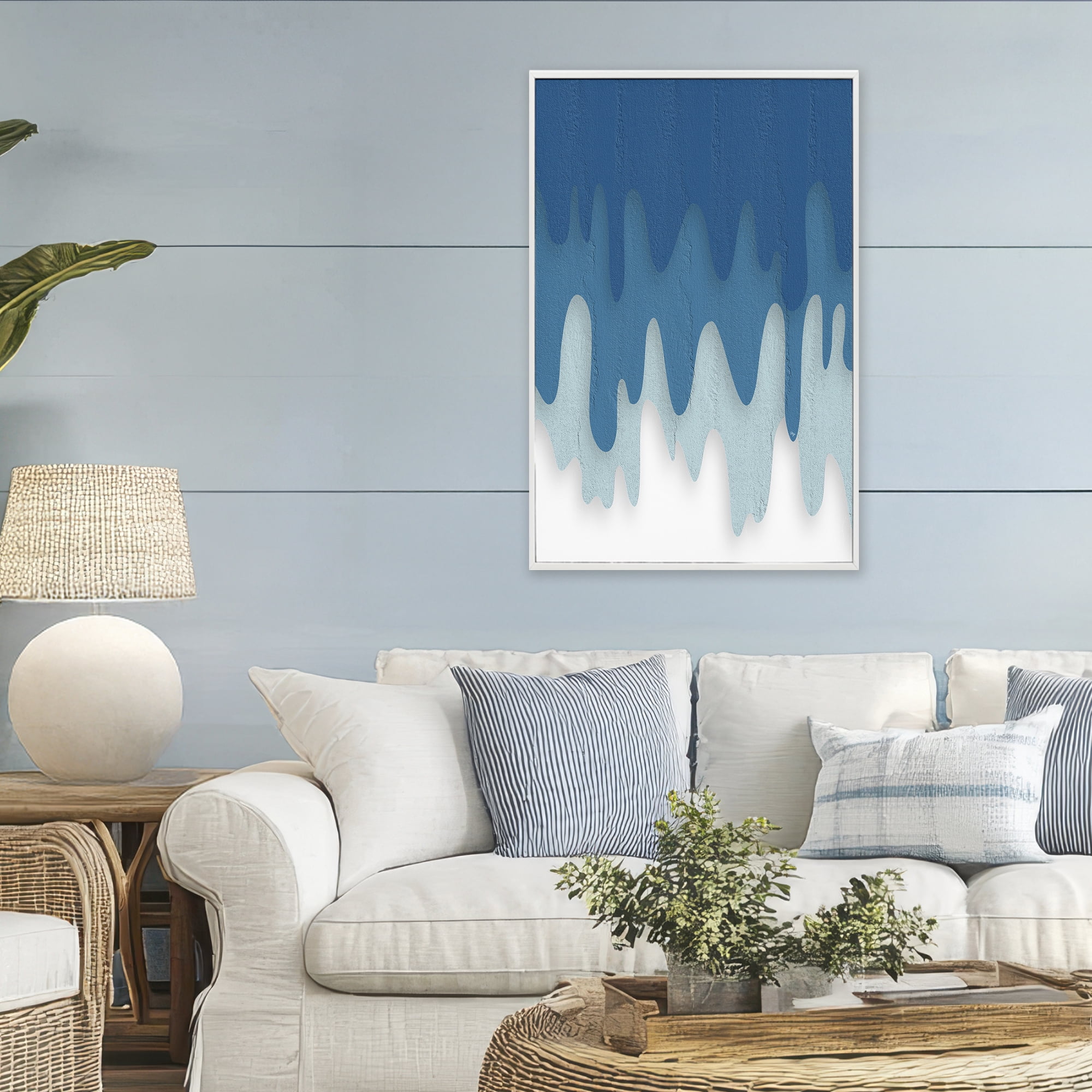 Stupell Industries Water Wave Fluid Contour White Framed Giclee Art, design by Martina Pavlova