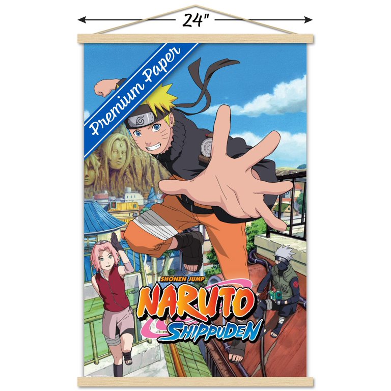 Naruto Shippuden - Jump Wall Poster with Wooden Magnetic Frame